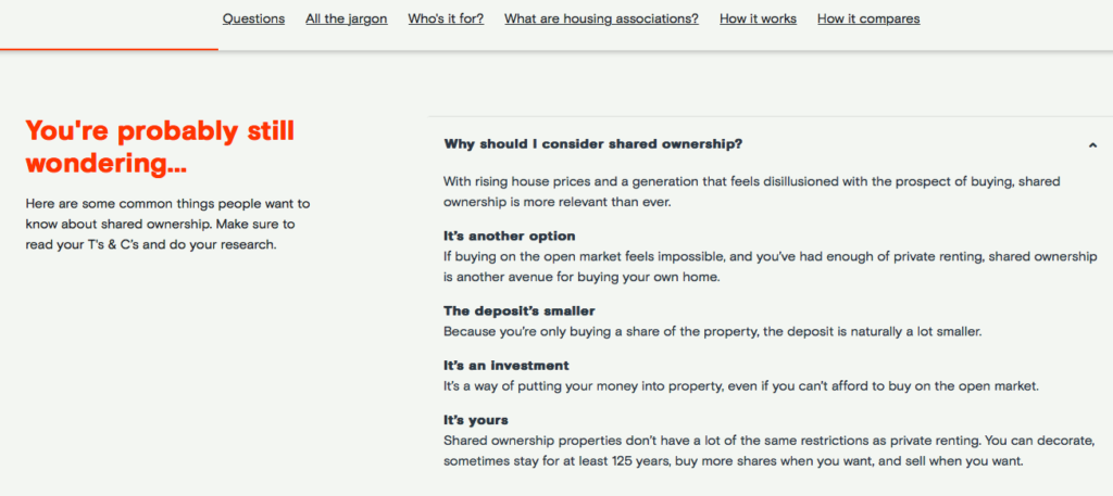 Typical housing association sector marketing terminology: "it's an investment".