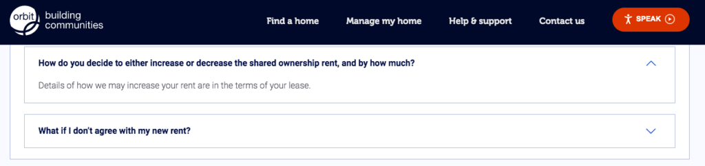 Screen shot - Orbit - How do you decide to either increase or decrease shared ownership rent?